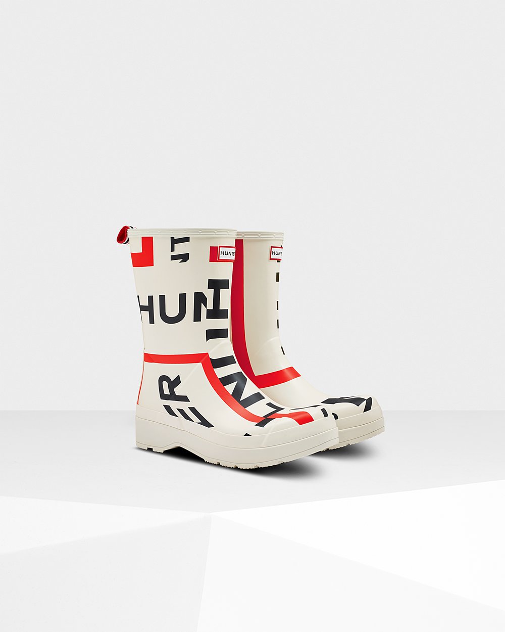 Play Botas Hunter Hombre - Original Mid-Height Exploded Logo Rain - Blancos - ETVUQAS-38